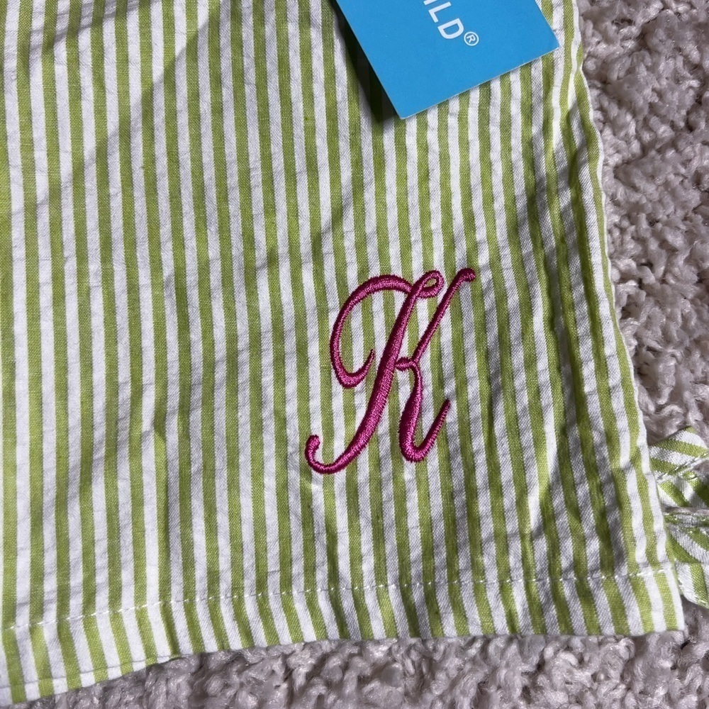 MONDAYS CHILD GIRLS SEERSUCKER SHORTS WITH INITIAL K MONOGRAM SZ 6X NWT - Picture 5 of 13